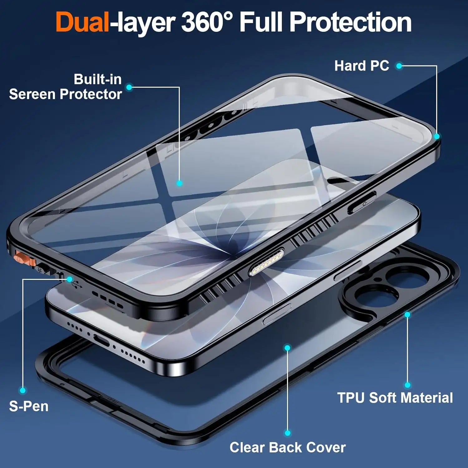 iPhone 17 full body Waterproof Shockproof Case Coral Case