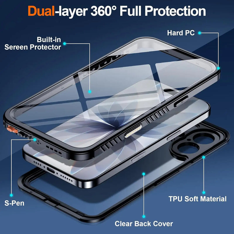 iPhone 17 full body Waterproof Shockproof Case Coral Case