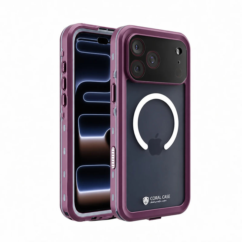iPhone 17 Pro Max | Full Body Waterproof Burgundy Case