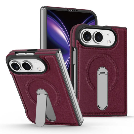 iPhone Duo | Leather Magnetic Stand Case - Cherry Red