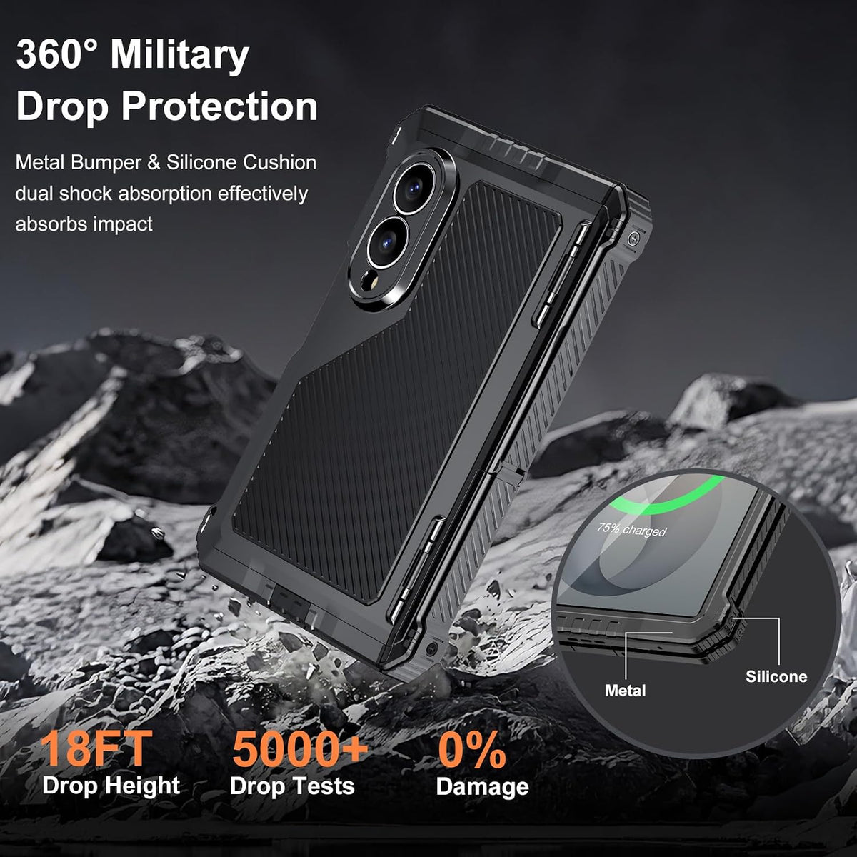 Galaxy Z Fold8 | Full Body Hard Shockproof Heavy Duty Military Grade Metal Case Armor Cover